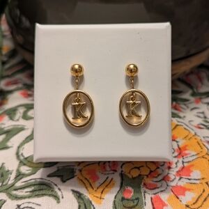 Gold Initial 'K' Earrings